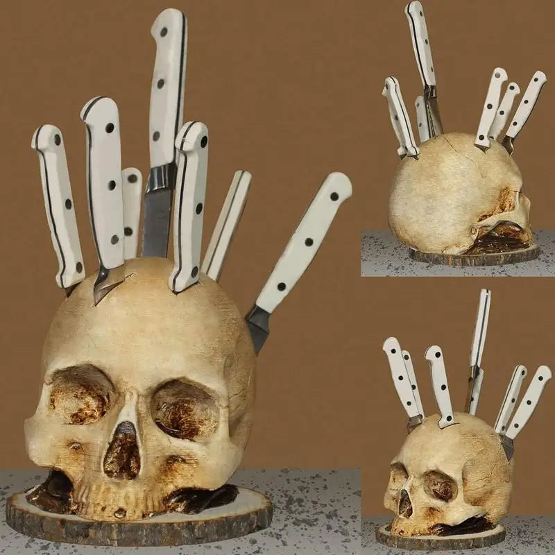 GothicCulinary - Porte couteau tête de mort accrocheur pour un rangement élégant