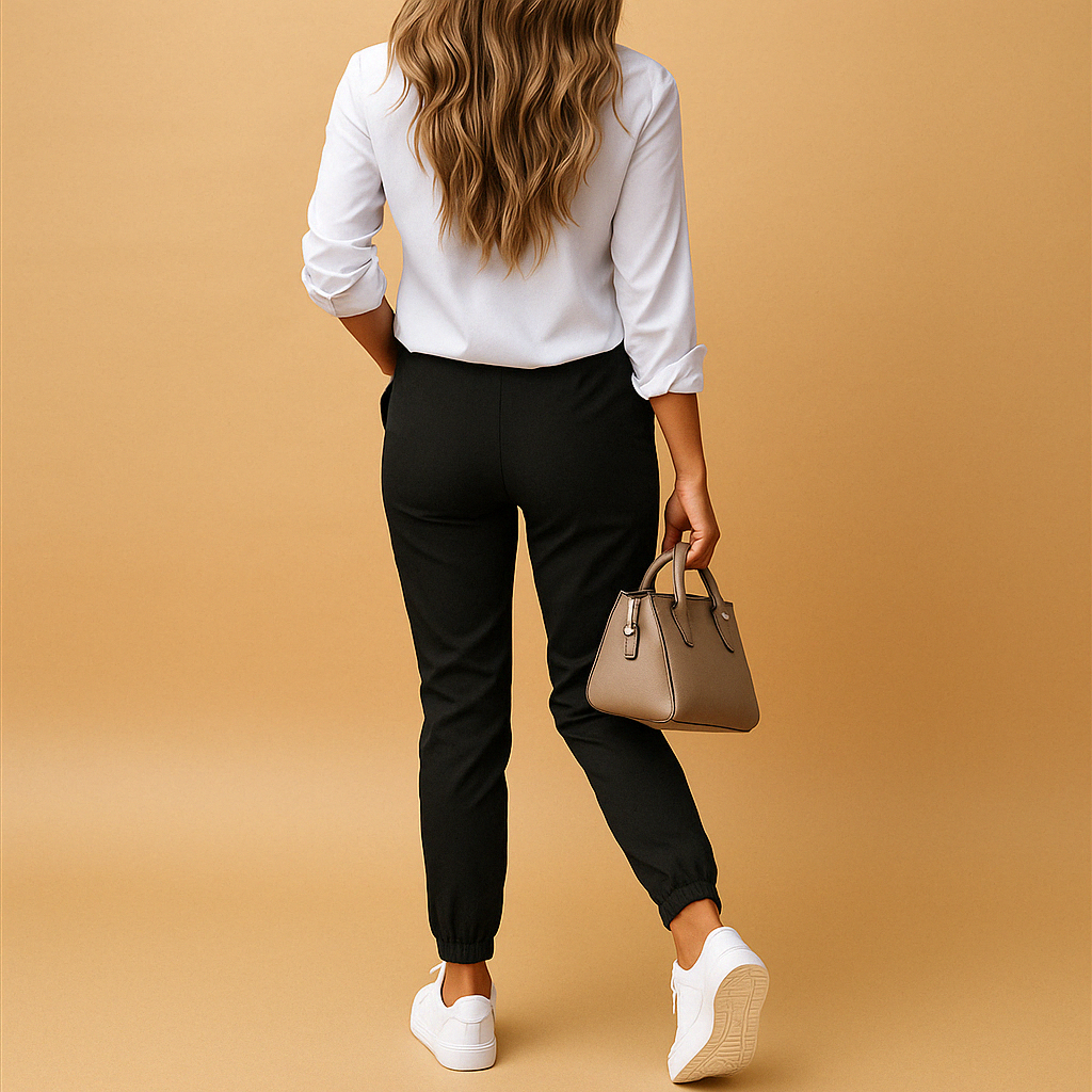 Lily – Moderní slim fit kalhoty s boční kapsou a knoflíkovými detaily