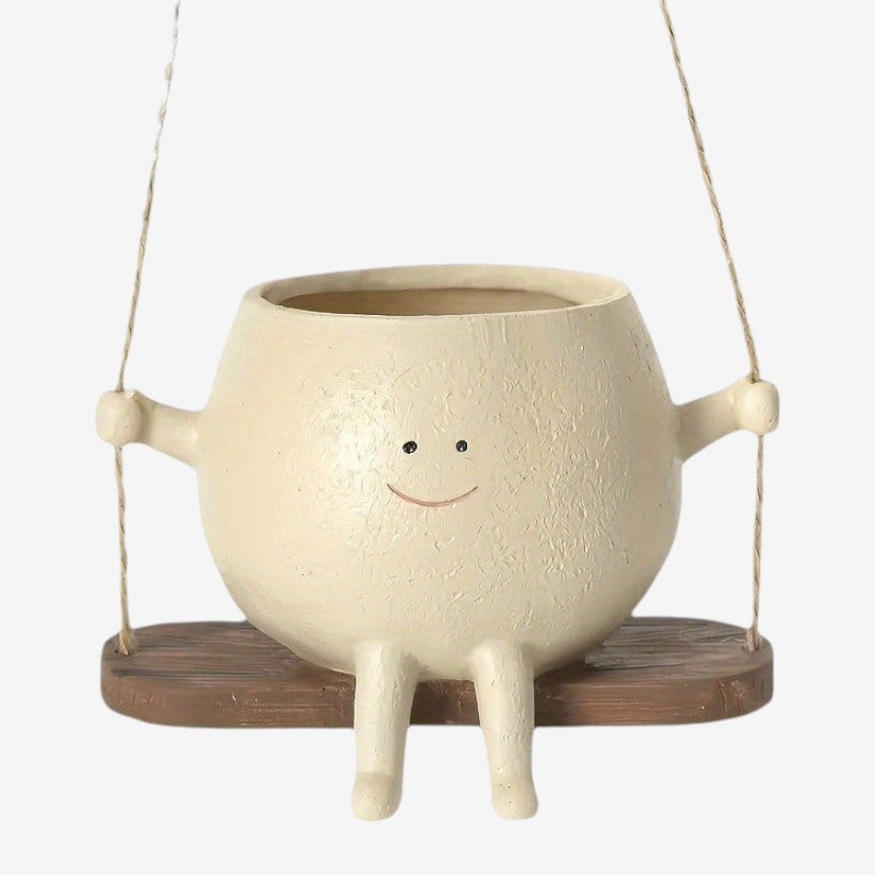 Ghiveci portabil cu față zâmbitoare pentru decor