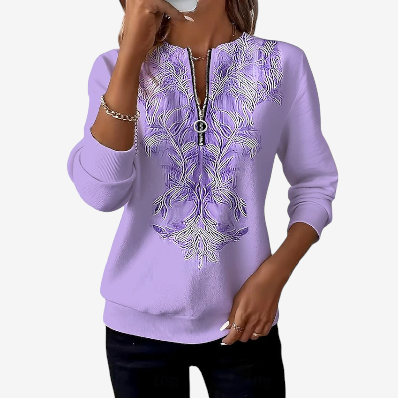 Pull ajusté pour femme à demi-fermeture éclair