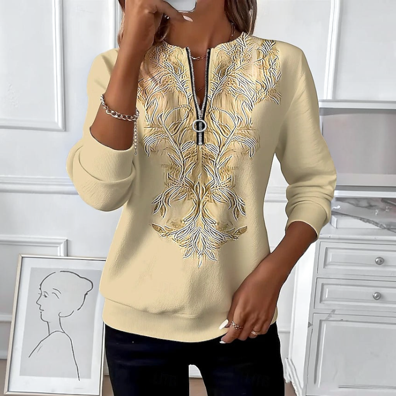 Pull ajusté pour femme à demi-fermeture éclair