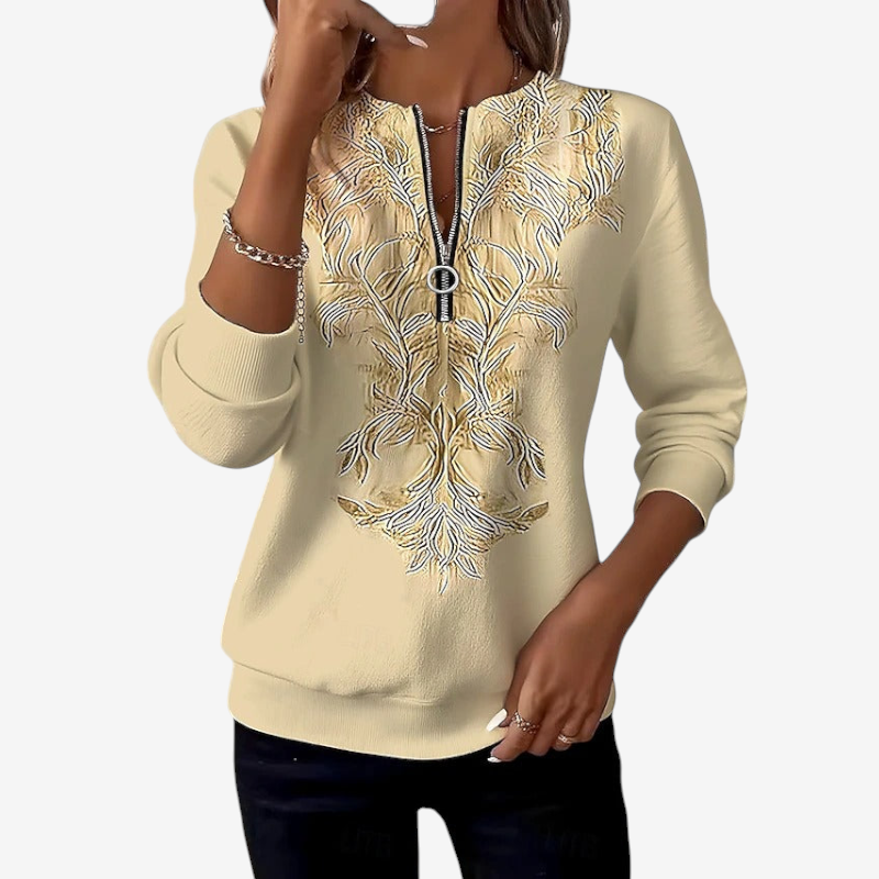 Pull ajusté pour femme à demi-fermeture éclair