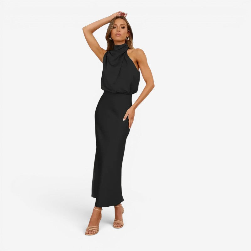 Women's Off Shoulder Maxi Dress with Sleeveless Design