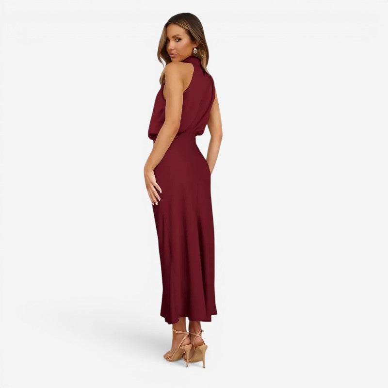 Women's Off Shoulder Maxi Dress with Sleeveless Design