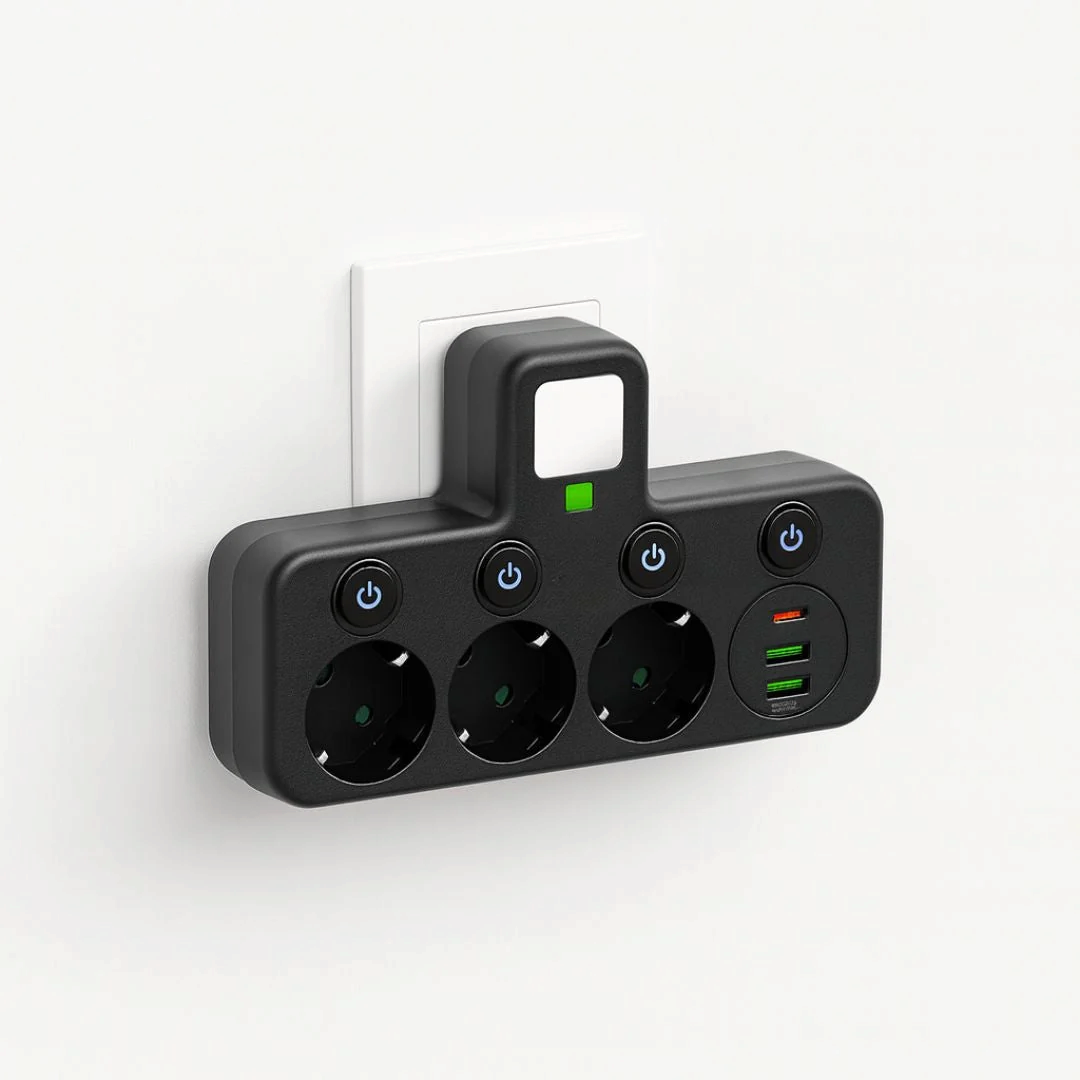 VoltNest – Power Strip with 3 Sockets, USB and Type-C Ports