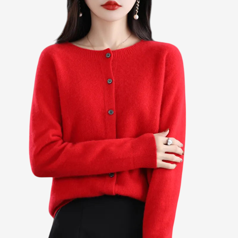 Veloria – Classic Cardigan with Round Neck