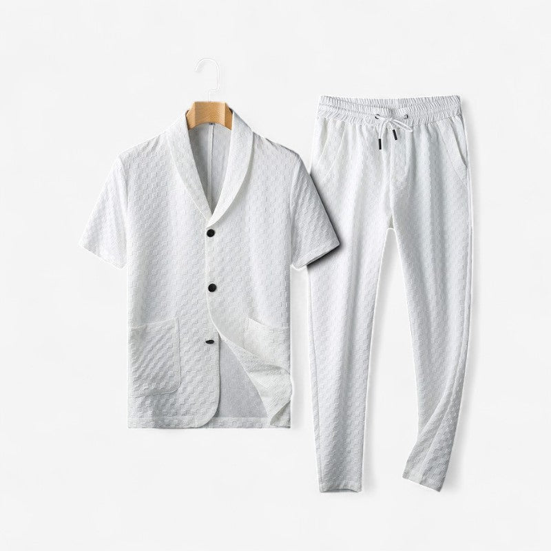 Theodore – Two-Piece Set with Short Sleeve Shirt and Wide-Leg Pants