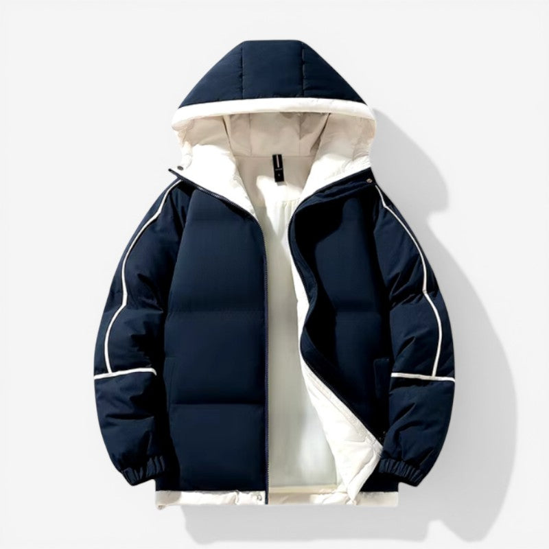 Giacca da uomo con cappuccio, zip e tasche, spessa