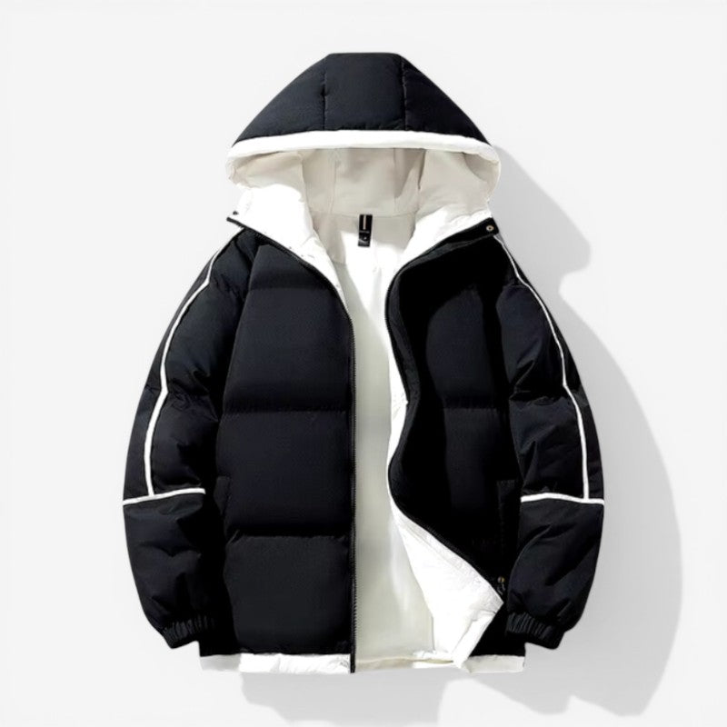Giacca da uomo con cappuccio, zip e tasche, spessa