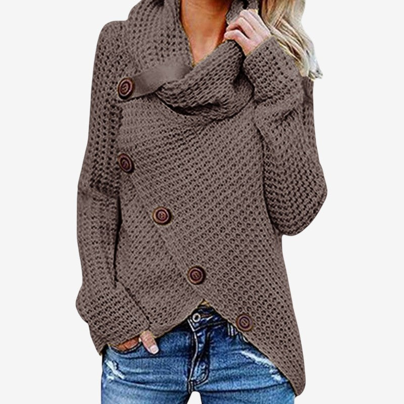 Nancy - Cardigan con Maniche Lunghe, Chiusura con Bottoni e Collo a Dolcevita