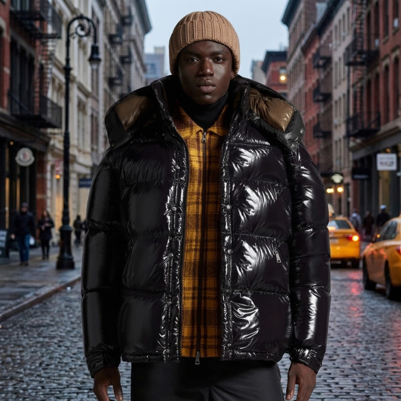 Quilora - Men's Quilted Hooded Jacket with Zippered Pockets