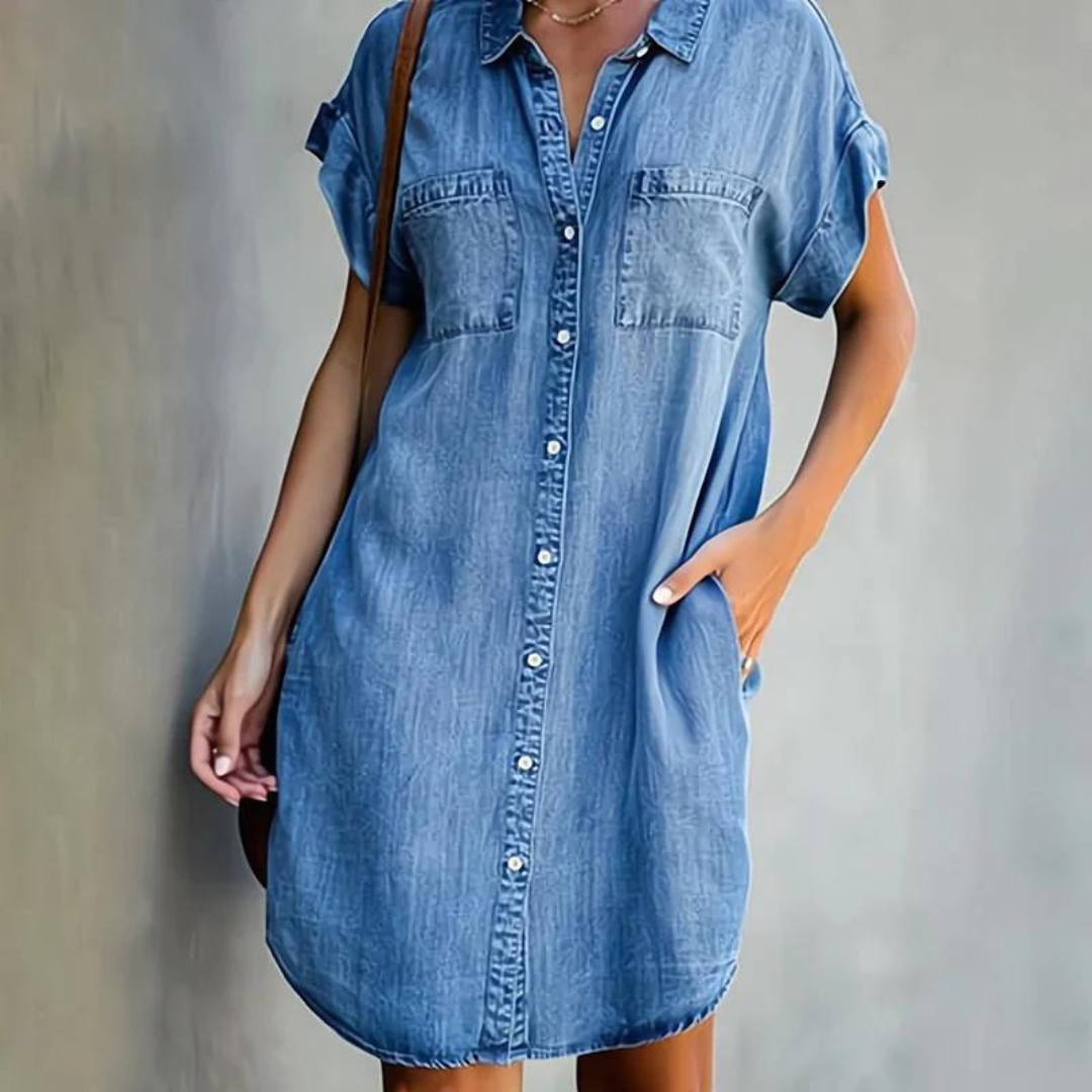 DenimChic™ - Casual Denim Jurk Voor Dames