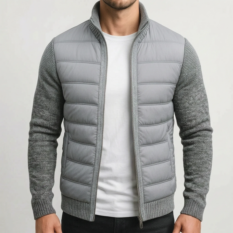 QuiltWeave – Gilet matelassé avec manches en maille et col montant