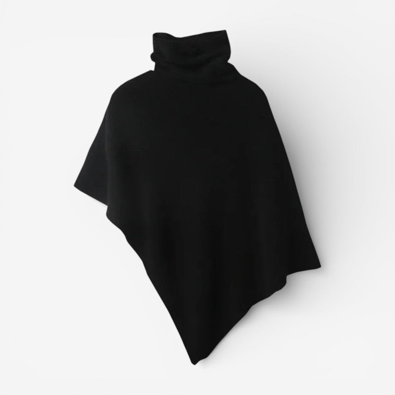 Marley - Poncho con collo alto e bordi a coste