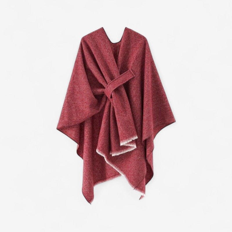 Jessica - Poncho avec enroulement aux épaules et franges