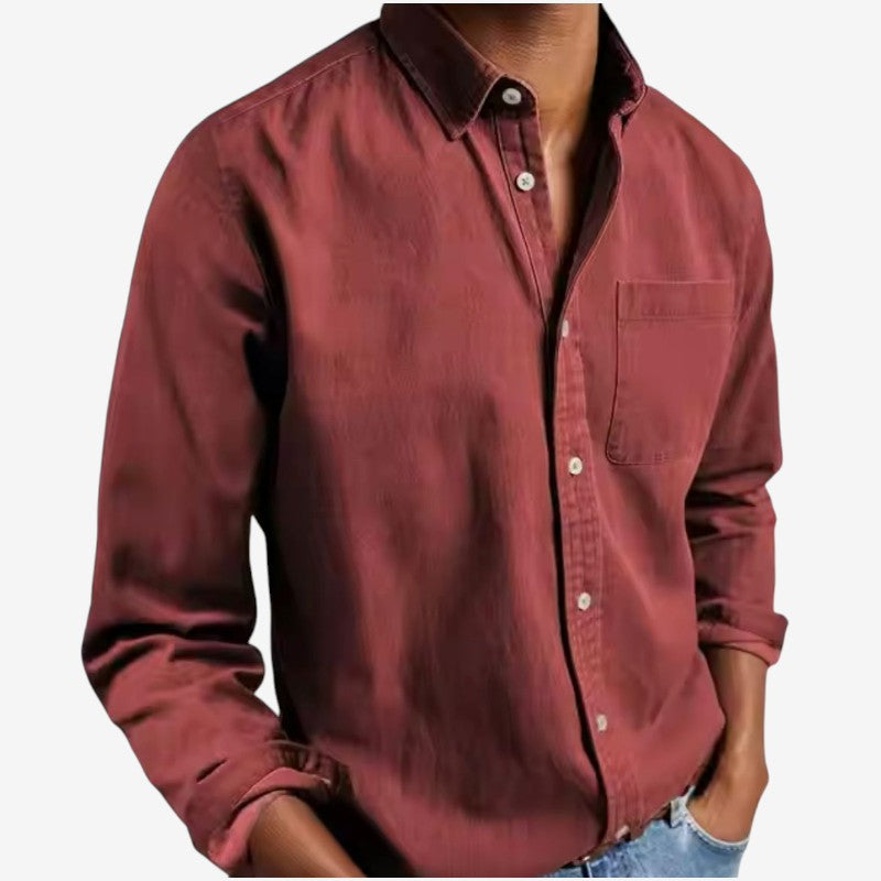 Jonathan – Chemise à Manches Longues avec Fermeture à Boutons et Poche Poitrine