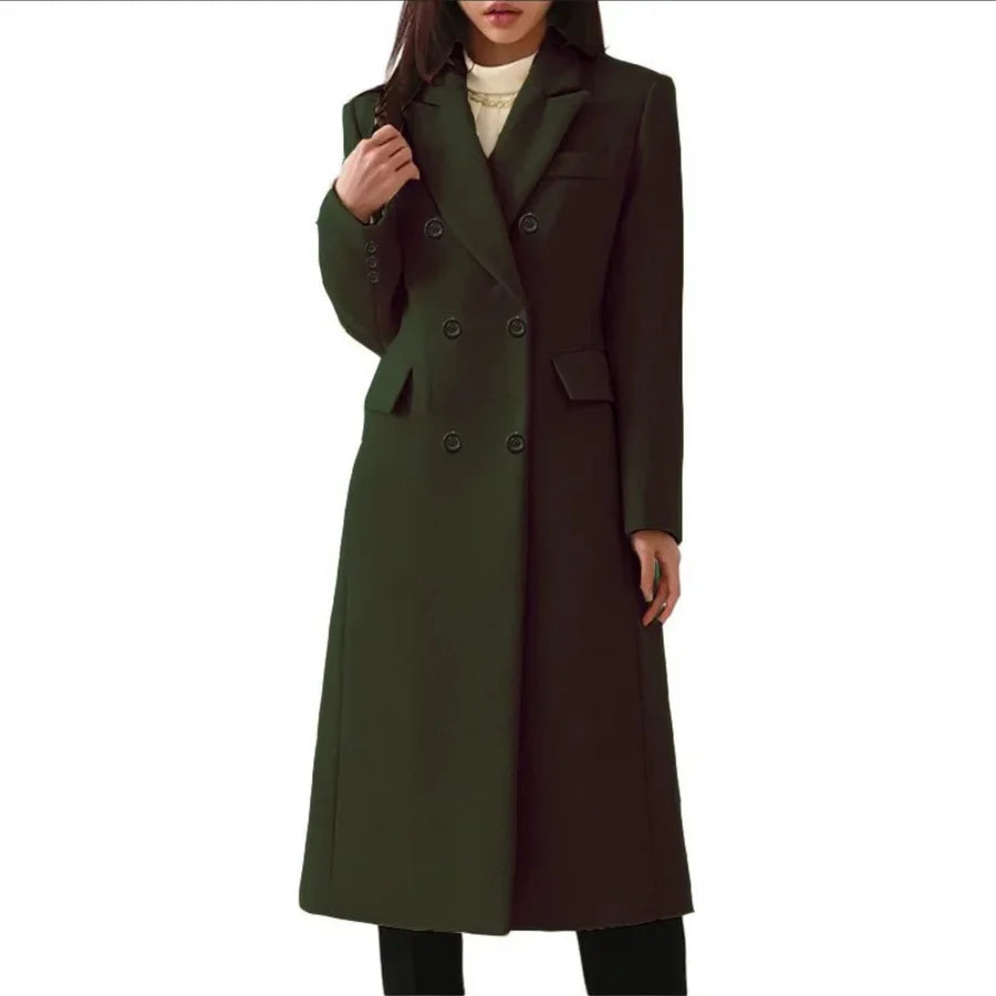 Charlotte - Cappotto lungo elegante con doppia fila di bottoni e collo a revers