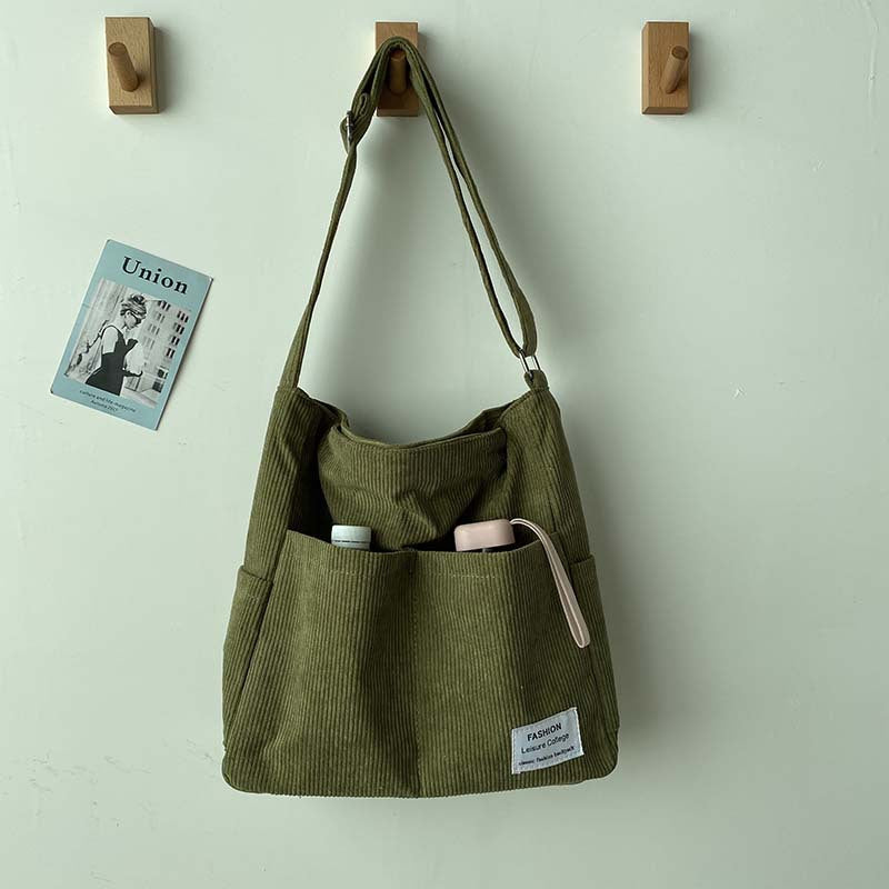 Emma - Stylish corduroy shoulder bag with adjustable straps