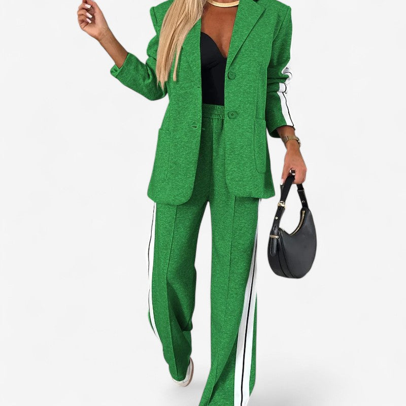 Ashley – Ensemble Deux Pièces avec Blazer à Manches Longues et Pantalon à Jambe Large