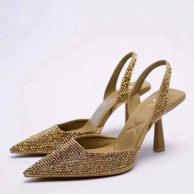 Julia – High heel sandals with narrow heel and textured back strap