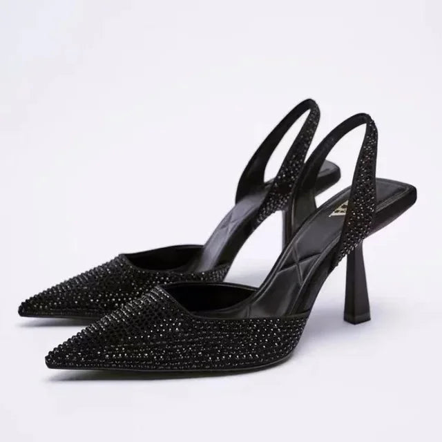 Julia – High heel sandals with narrow heel and textured back strap