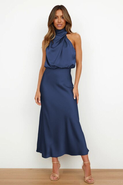 Benthe - Robe midi féminine avec ceinture à la taille