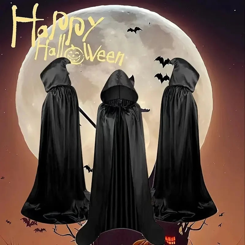 Black Hooded Cape for Halloween Cosplay