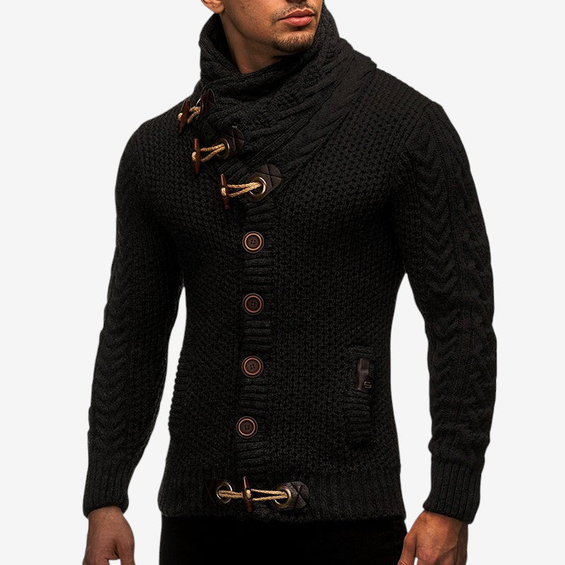 Mark - Pull à manches longues avec poches latérales et fermeture à boutons
