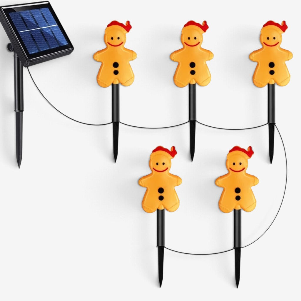 GingerGlow - Luces LED de jardín con diseño de pan de jengibre