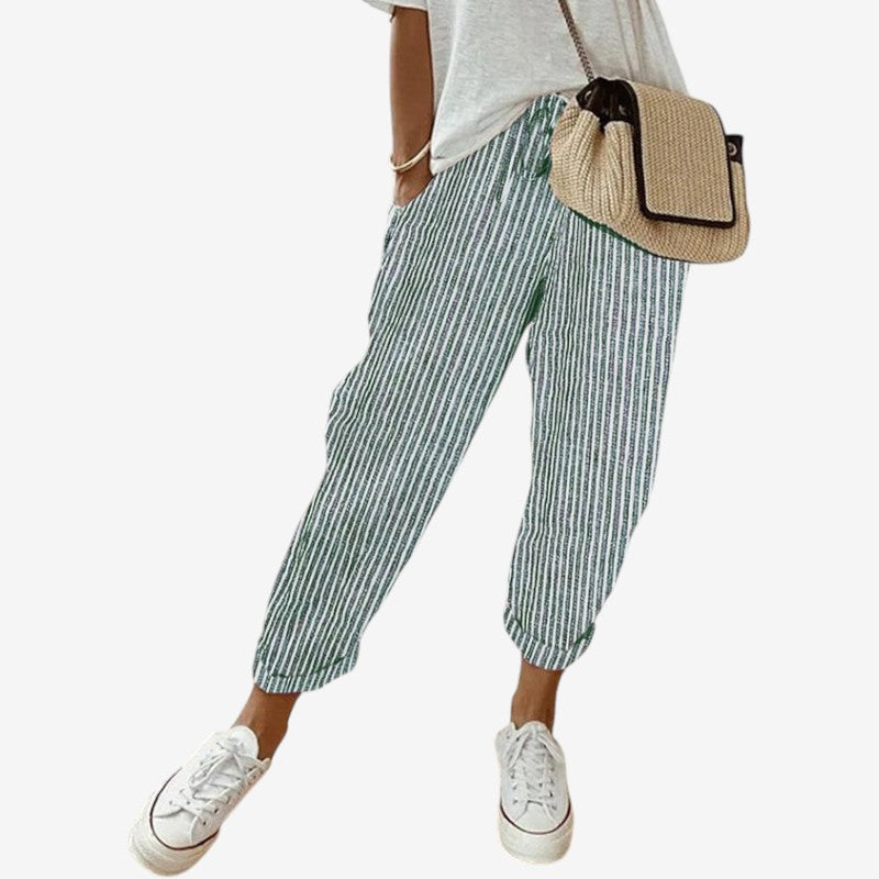Women’s Striped Pants with Drawstring