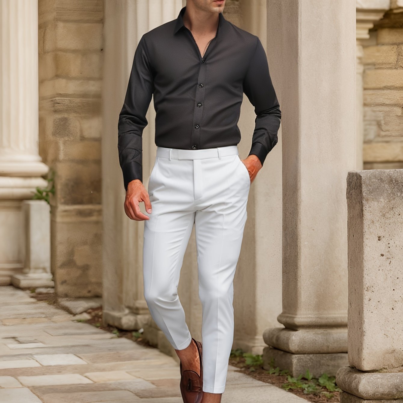Luca - Slim Fit Shirt with Striped Collar