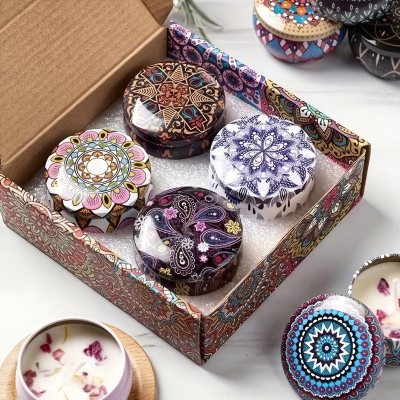 FloralWick - Set di candele profumate con motivi floreali