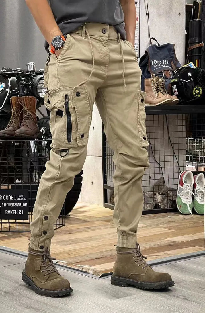 Alaric - Pantaloni confortabili cu mai multe buzunare, bretele reglabile și nasturi