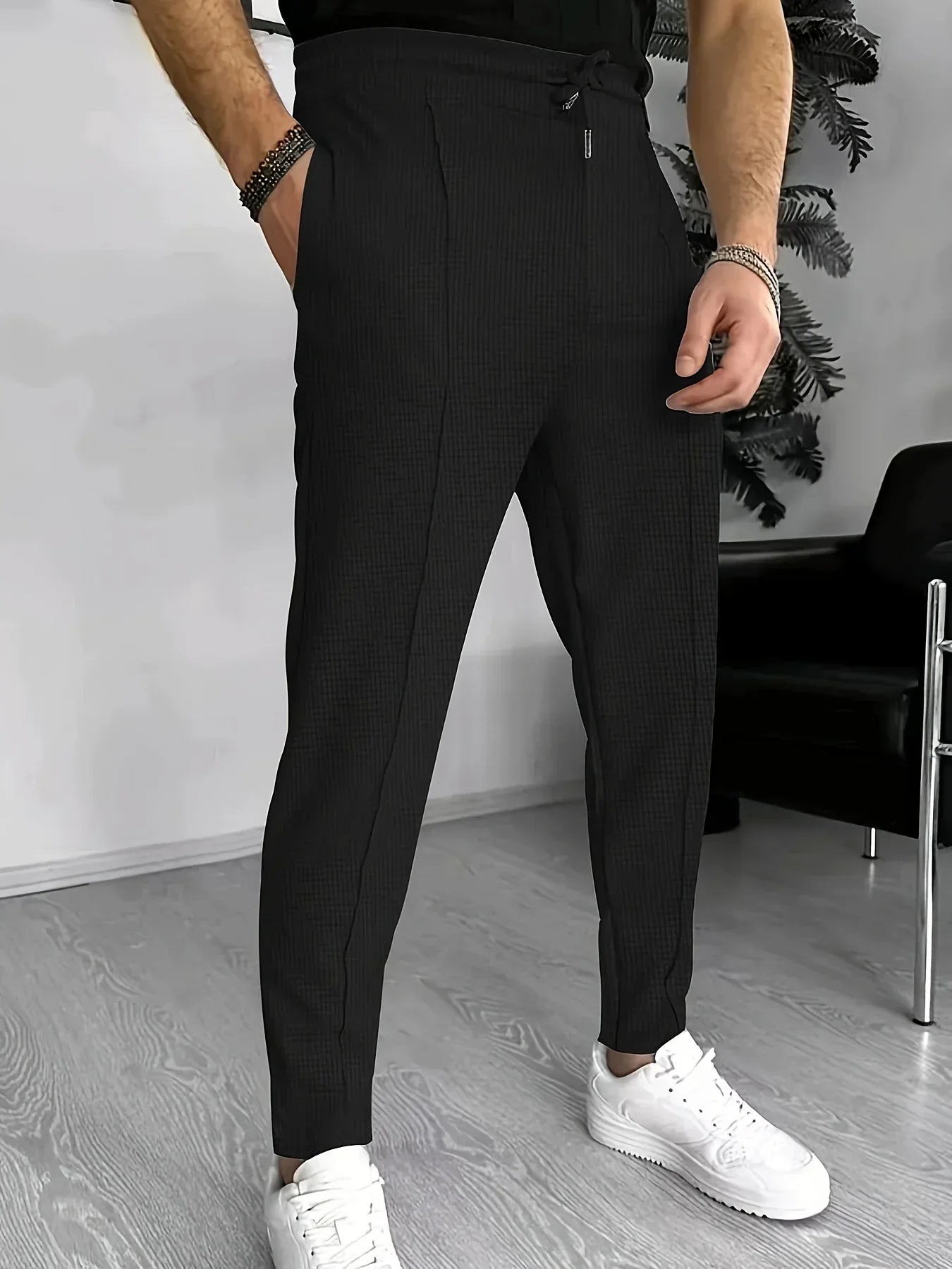 Noah - Pantalon slim fit à carreaux avec taille ajustable