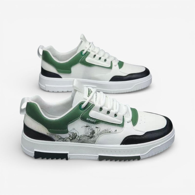 Oliver – Flat Sole Round Toe Sneakers With Lace up Closure