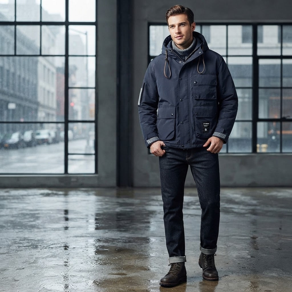 CuffLock - Men's Winter Parka With Removable Hood And Multiple Pockets