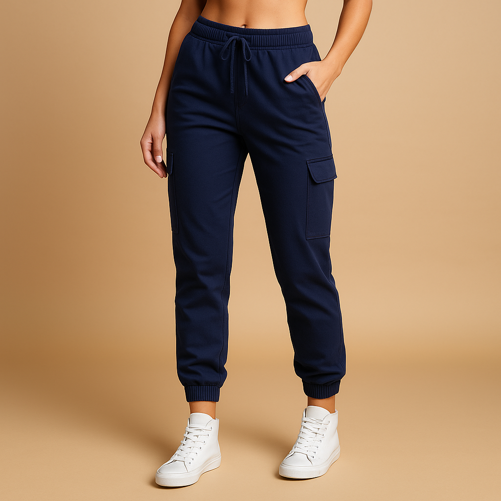 Lyra – Pantaloni cargo cambrați cu talie înaltă și buzunare practice