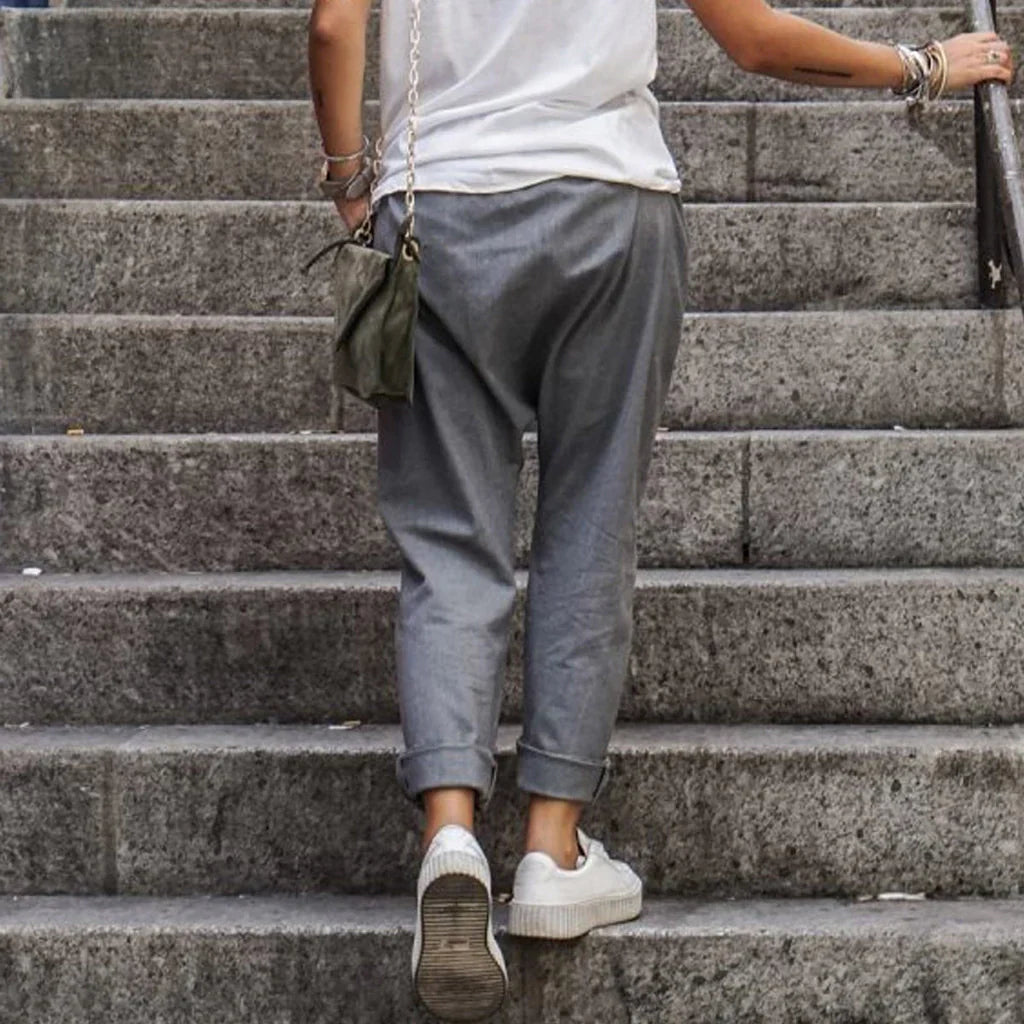 Harry – Pantaloni casual largi cu talie elastică