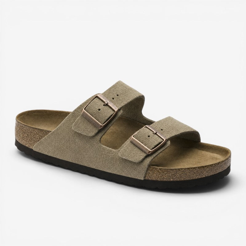 Sandálias Casuais Slip-On com Tiras de Dupla Fivela