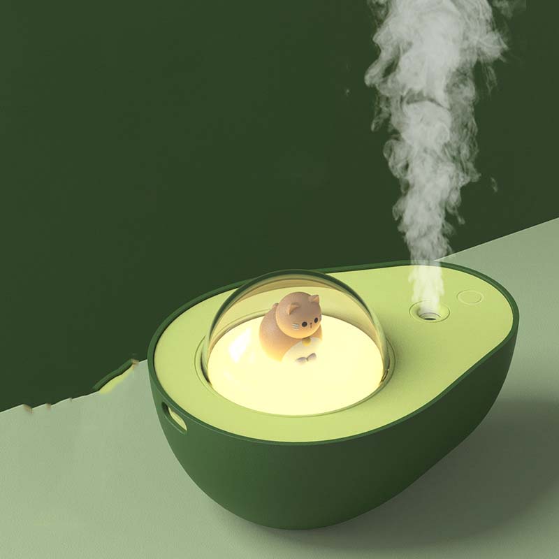 AvoBreeze - Humidificateur d'air compact en forme d'avocat avec diffusion de brume silencieuse et design moderne ludique