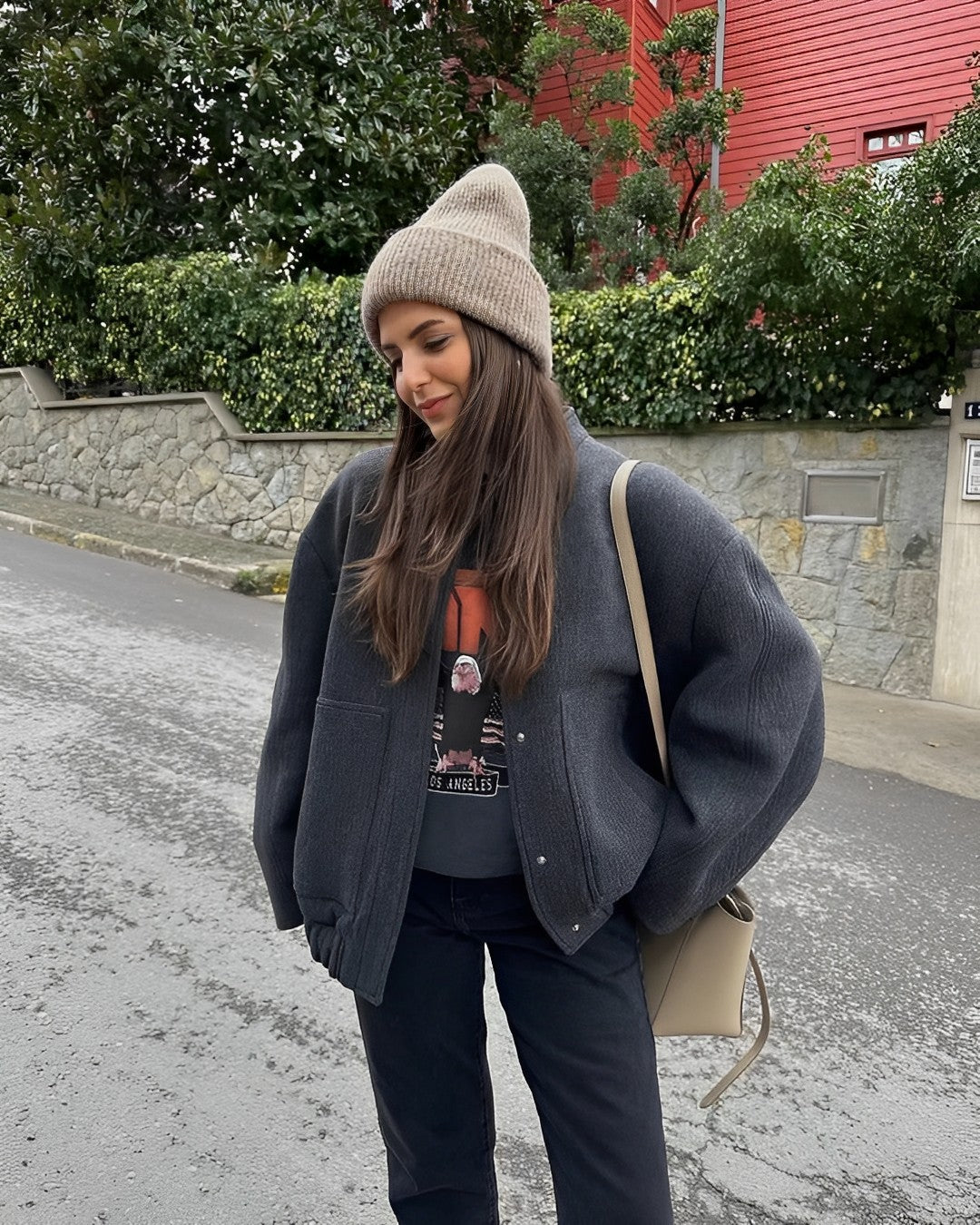 Liana - Comfortable oversized jacket with button closure for a trendy and warm look