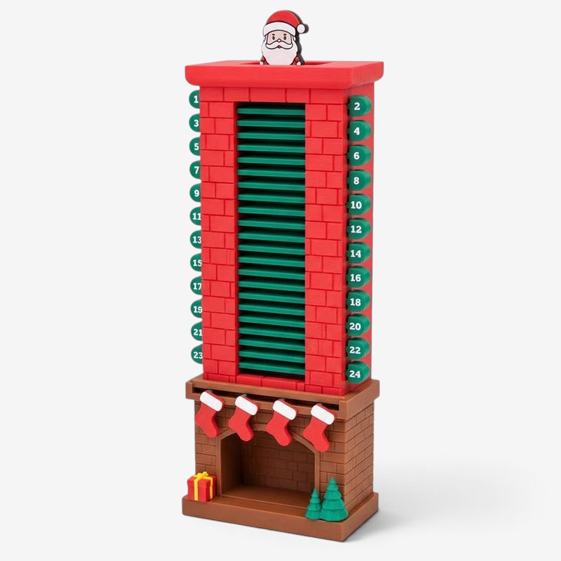 Calendar de Advent ChimneyCheer cu Moș Crăciun și 24 de șipci numerotate
