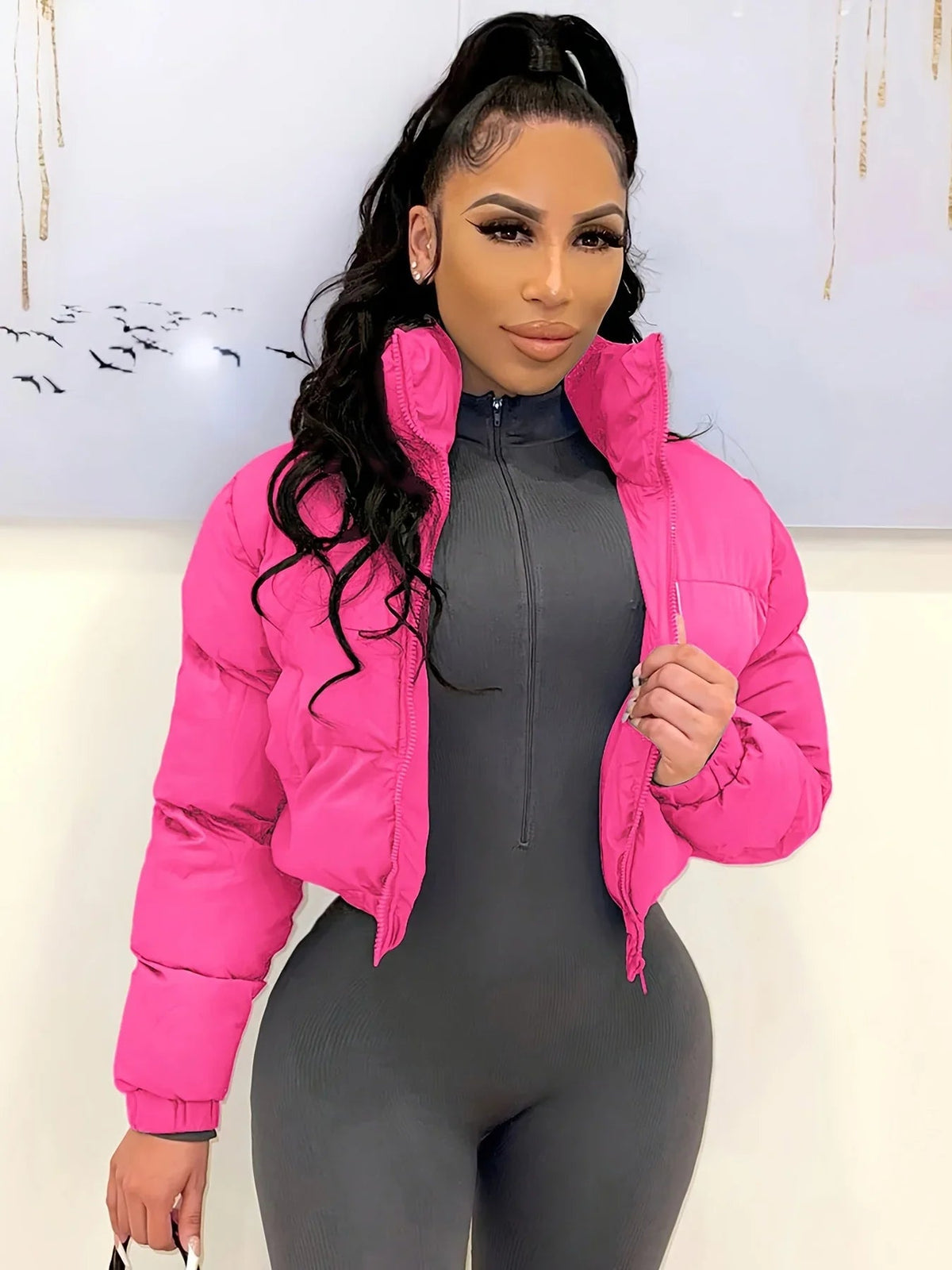 Quiltora – rövid steppelt bomberkabát mintás steppeléssel és cipzárral