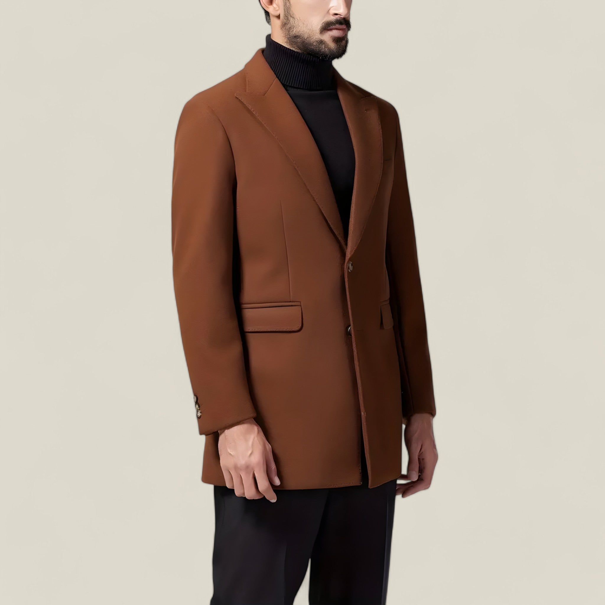 Oliver - Classic British Mid-Length Coat with Button Details for Timeless Elegance