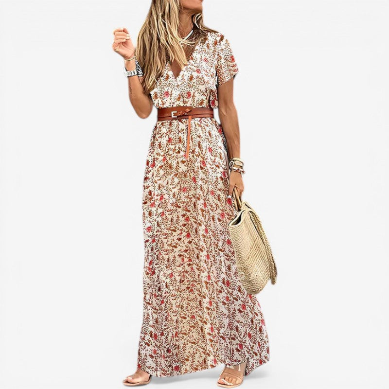 Rochie midi cu mâneci scurte și imprimeu floral