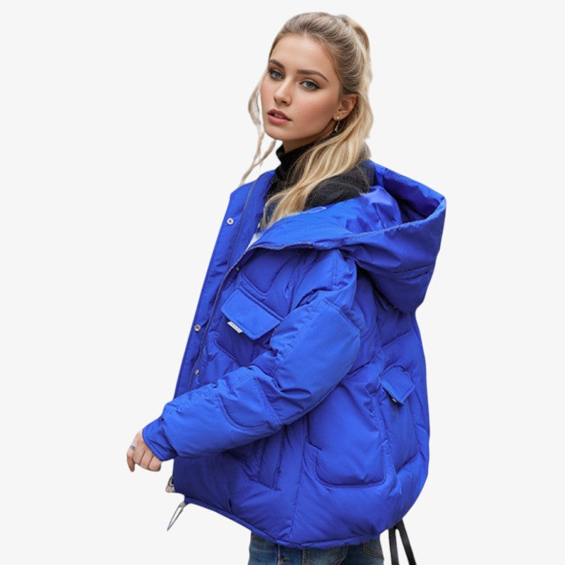 Hoodpuff - Piumino da donna con cappuccio e fondo regolabile