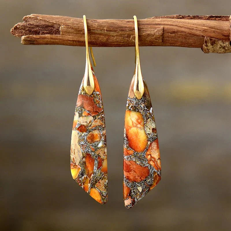 Amelia - Boucles d’oreilles géométriques bohèmes en pierres précieuses pour une élégance intemporelle