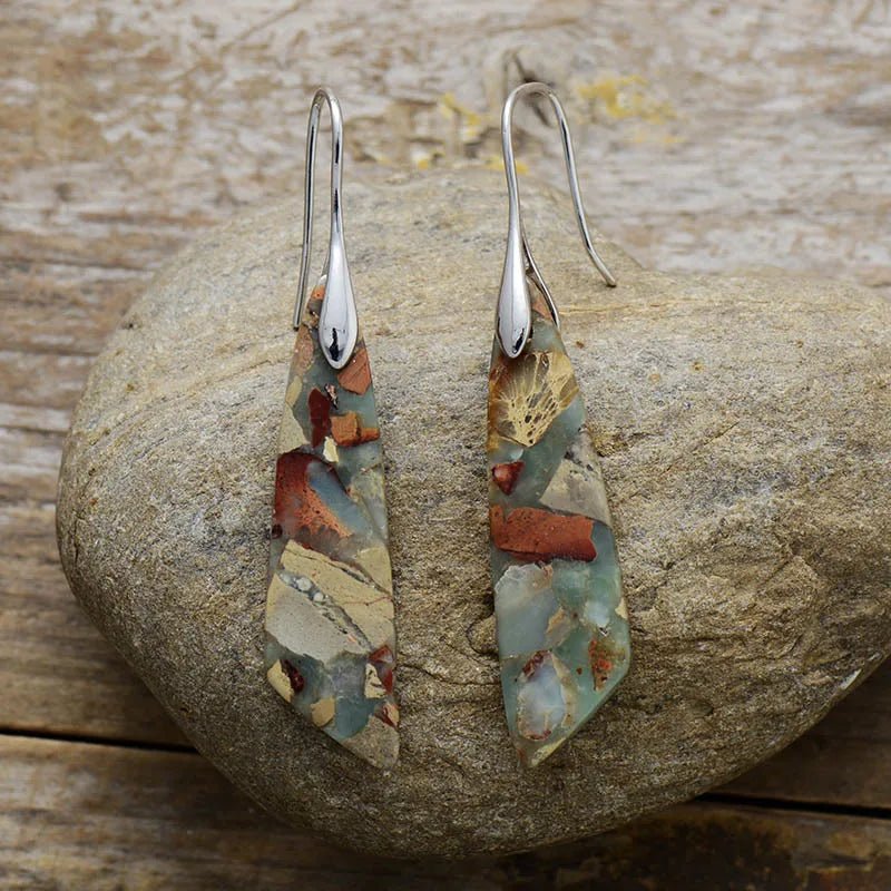 Amelia - Boucles d’oreilles géométriques bohèmes en pierres précieuses pour une élégance intemporelle