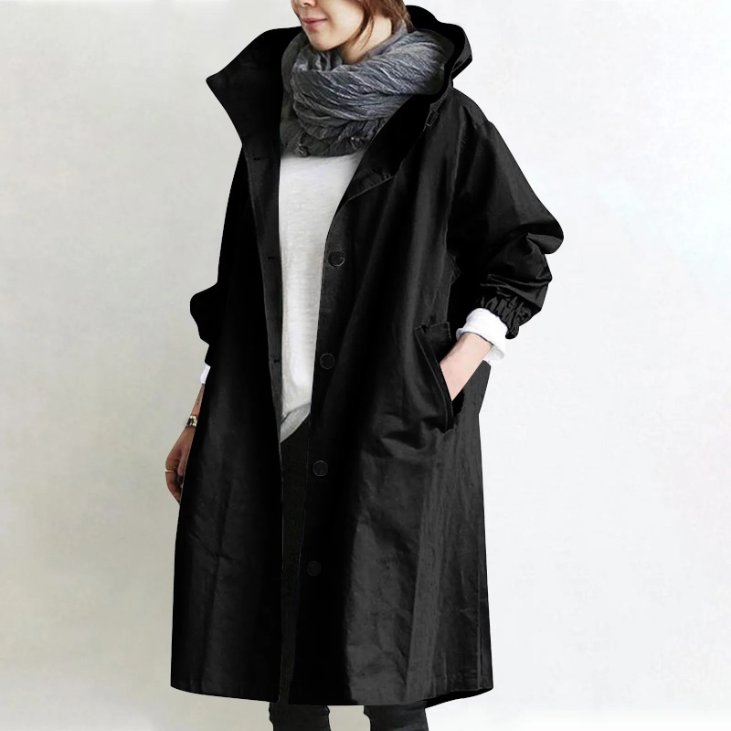 Trench-coat oversize à manches longues pour femme