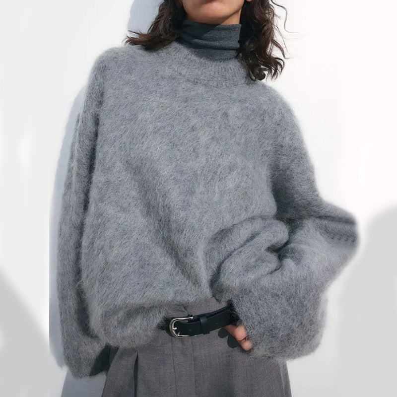 Olivia - Pulover lung și elegant cu decolteu rotund
